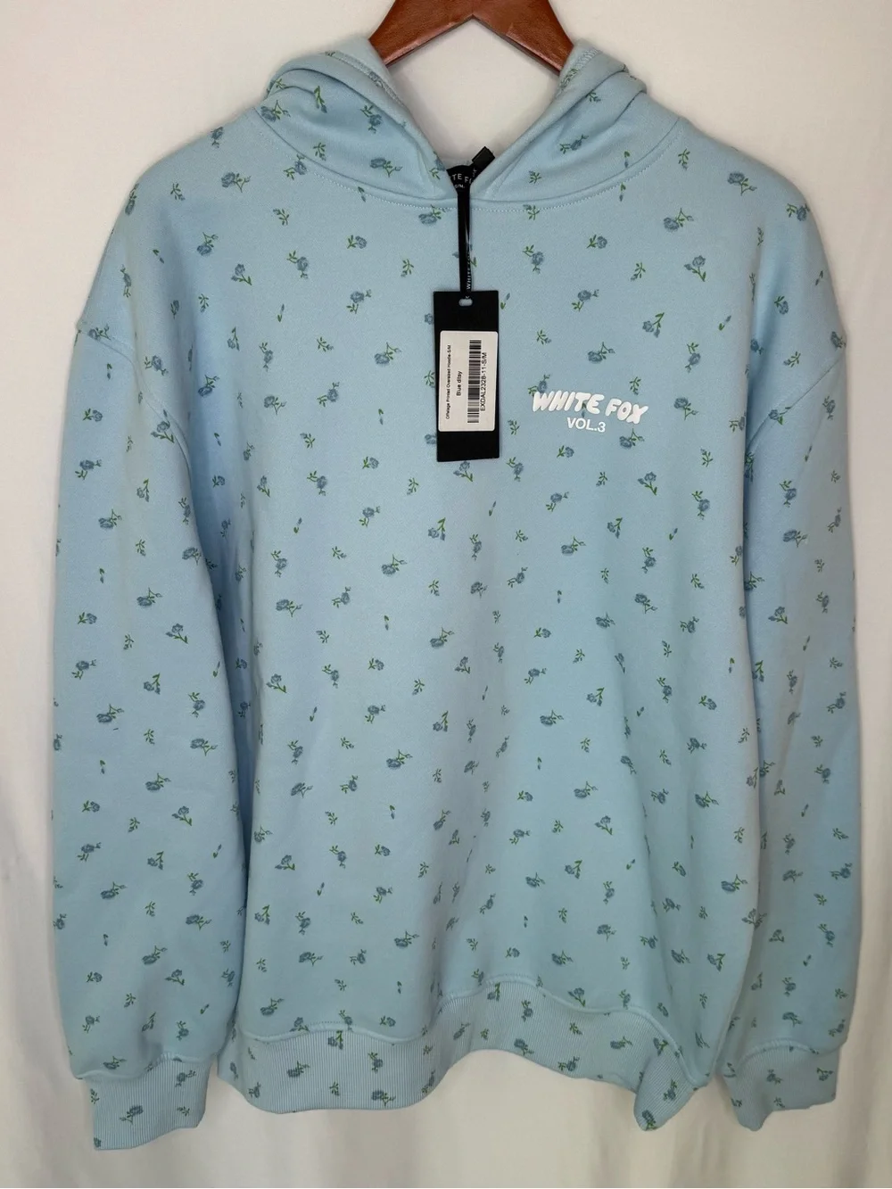 NWT White Fox Offstage Printed Oversized Hoodie Blue Ditsy Vol. 3 S/M